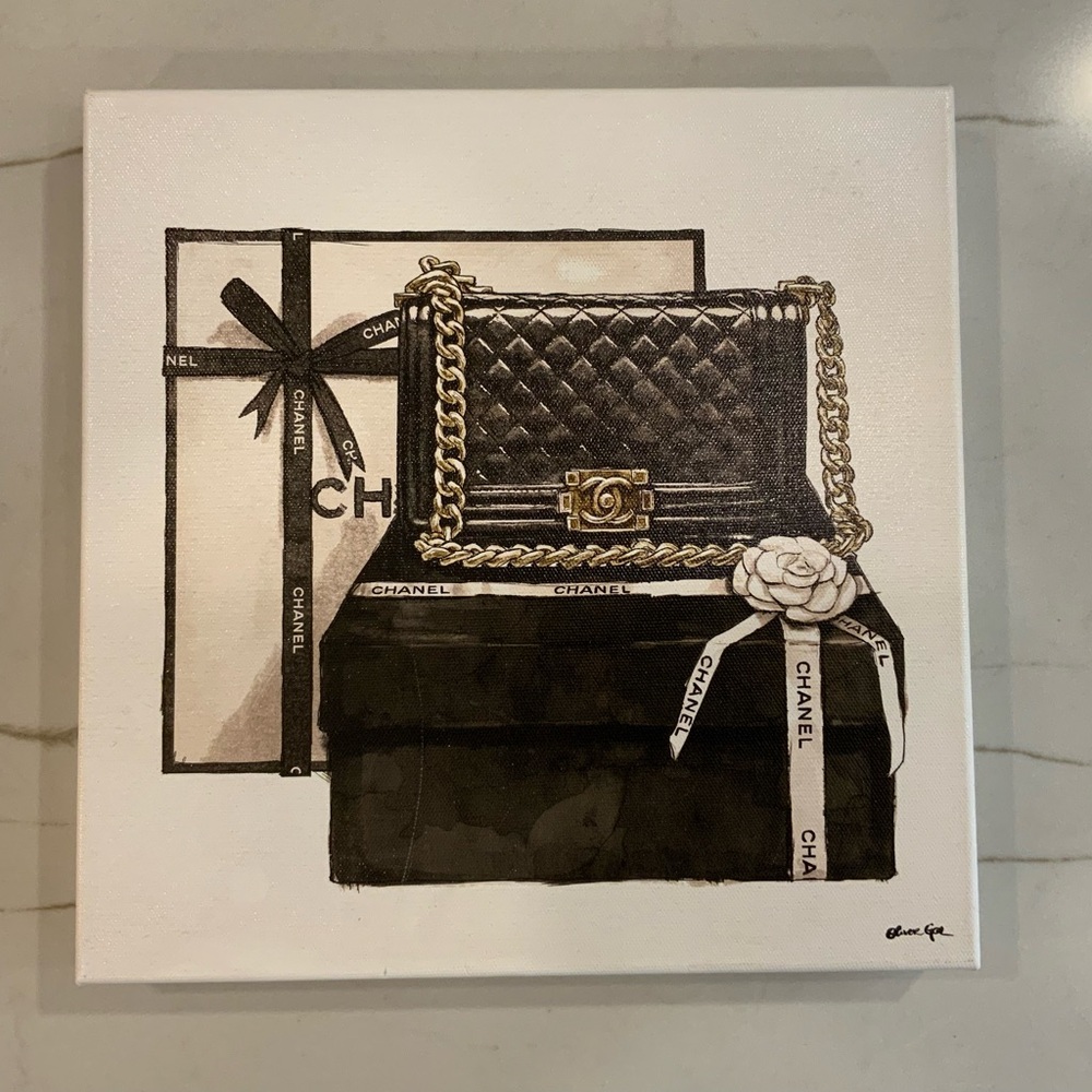 OLIVER GAL Chanel Black and White Handbag Art Print